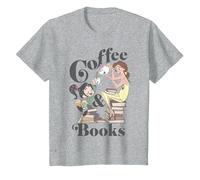 Disney Belle & Vanellope Coffee And Books T-Shirt, Enfant, Gris Chiné, 10 ans