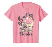 Disney Belle & Vanellope Coffee And Books T-Shirt, Enfant, Rose, 10 ans