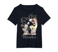 Disney Belle & Vanellope Coffee And Books T-Shirt, Femme Grandes tailles, Noir, 3X