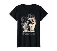 Disney Belle & Vanellope Coffee And Books T-Shirt, Femme, Noir, XL