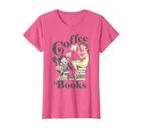 Disney Belle & Vanellope Coffee And Books T-Shirt, Femme, Rose Chiné, M