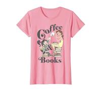 Disney Belle & Vanellope Coffee And Books T-Shirt, Femme, Rose, S