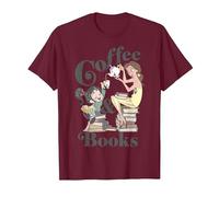 Disney Belle & Vanellope Coffee And Books T-Shirt, Homme, Marron, L