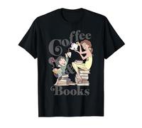 Disney Belle & Vanellope Coffee And Books T-Shirt, Homme, Noir, 5XL