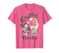 Disney Belle & Vanellope Coffee And Books T-Shirt, Homme, Rose Chiné, XL