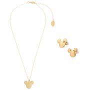 Disney Bijoux Enfants Fille, Parure, Bracelet, Boucle d'Oreille, Collier d'Amitié Stitch (Doré Mickey)