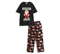 Disney Blanche-Neige et Les Sept Nains Grumpy Mens Black Graphic Tee | Chemise de Dessin animé à Manches Courtes avec 'Warning! Grumpy' Imprimer | Haut de Nuit Classique à col Rond
