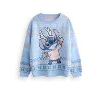 Disney Lilo & Stitch Kids Pull de Noël tricoté Bleu | Pull de Vacances Festif - Chaud, Amusant et Confortable | Découvrez la Magie hivernale de Stitch avec Style | Le Cadeau Parfait
