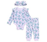 Disney Body côtelé 3 pièces pour bébé fille, pantalon de jogging et bandeau, tailles nouveau-né à nourrisson (nouveau-né à 24 mois), Lavande, Stitch, 6-9 mois