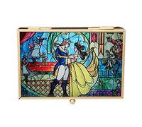Disney Boîte à bijoux Princesse La Belle et la Bête - Boîte à bijoux en verre avec vitrail Belle et le Prince