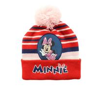 Disney Bonnet avec Pompon Minnie Fille Ensemble d'accessoire d'hiver, Rouge, Taille Normale