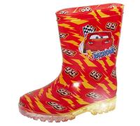 Disney Bottes Cars avec Lumière Clignotante pour Garçons Bottes en Caoutchouc Enfants Lightning McQueen Bottes de Pluie avec Lumières Clignotantes, Rouge, 28 EU