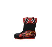 Disney Bottes en caoutchouc Cars Lightning McQueen pour enfants - Bottes en caoutchouc rouges et noires - Bottes de pluie avec motif drapeau à carreaux - Tailles 6 à 12, Noir , 9 UK Child