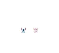 Disney Boucles d’Oreilles Puces Stitch et Angel en Argent 925 - Bleu et Rose