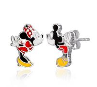 Disney Boucles d'oreilles à Tige en Argent Sterling Mickey et Minnie Mouse Dépareillées Baiser
