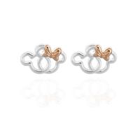 Disney Boucles d'oreilles à tige en laiton bicolore Minnie et Mickey pour femme