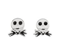 Disney Boucles d'oreilles à tige Jack Skellington en argent sterling avec poinçon en émail L'Étrange Noël de monsieur Jack, Argent sterling