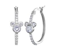 Disney Boucles d'oreilles créoles Mickey ou Minnie Mouse en argent sterling et oxyde de zirconium