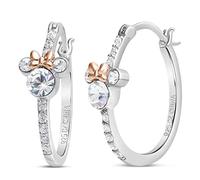 Disney Boucles d'oreilles créoles Mickey ou Minnie Mouse en argent sterling et oxyde de zirconium pour femme, Métal, Zircone cubique