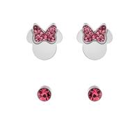 Disney Boucles d'oreilles enfant en acier inoxydable avec cristal, taille unique, acier inoxydable (rose 1)