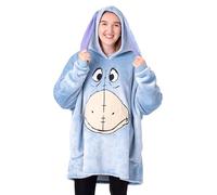 Disney Bourriquet Femmes Couverture portable Sweat à capuche | Pull à capuche bleu pour adultes avec visage de personnage d’âne | Vêtements de détente doublés Sherpa pour dames