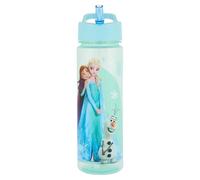 Disney Bouteille d'eau La Reine des Neiges avec paille rabattable, bleu, 600 ml, sans BPA, recyclable, à partir de 36 mois (Frozen Icy)