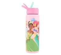 Disney Bouteille d'eau princesse en acier inoxydable 750 ml - Bouteille isotherme pour enfants avec couvercle à paille | Sans BPA | Lavage à la main uniquement | Maison officielle