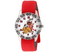 Disney Boys' New Lion King Analog Quartz Watch with Nylon Strap, Red, 16 (Model: WDS000760)