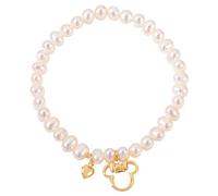 Disney Bracelet avec Minnie pour Fille en Or Jaune 375 et Perle d'eau Douce, Taille 11.5cm, Bijoux