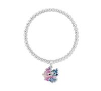 Disney Bracelet Extensible avec Pendentif Stitch et Angel Plaqué Argent
