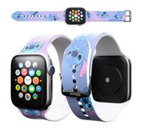 Disney Bracelet Lilo et Stitch Stuff pour Apple Watch Series 9/8/7/6/5/4/3/2/1/SE 38 mm, 40 mm, 41 mm | Cadeau Lilo and Stitch pour femme et tous les fans | Bracelets de rechange compatibles avec