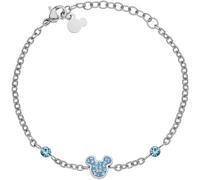 Disney Bracelet Mickey pour filles, en Acier Inoxydable, avec Cristaux de Zircone Cubique, Taille 13-18 cm, Bijoux