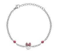Disney Bracelet Minnie pour filles, en Acier Inoxydable, avec Zircone Cubique, Taille 13-18cm, Bijoux