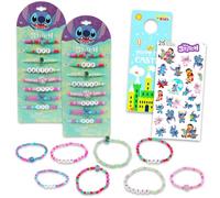 Disney Bracelets de fête d'anniversaire Stitch pour enfants - Ensemble de 16 bracelets d'amitié extensibles pour filles et filles, plus d'autocollants, plus | Lilo and Stitch - Fournitures de fête