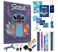 Disney Calendrier De L'avent Stitch 2024 - Ensemble De Papeterie, Jouets Et Accessoires Avec Stickers, Idéal Pour Enfants (Cube Violet).