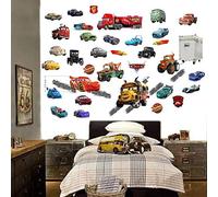 Disney Cars 3 Stickers muraux pour chambre à coucher garçons et filles Sticker mural art Stickers Papier peint pour chambre d'enfant Décoration murale salle de jeux garçons Cars City 70 cm x 35 cm X 2