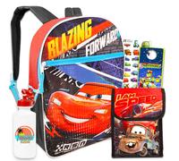 Disney Cars Backpack and Lunch Box School Set for Boys Kids ~ Deluxe 16 pouces Disney Cars School Sac avec Bote a lunch isolee Bottle Stickers p