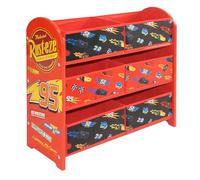 Disney Cars Flash McQueen Meuble de rangement pour jouets, 6 boîtes de rangement pour chambre à coucher - Fabriqué en bois/tissu/métal - Assemblage et nettoyage faciles