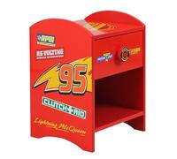 Disney Cars Flash McQueen Table de Chevet : Construction Robuste en Bois avec Un Design à 2 Niveaux, Petite Table d’appoint avec tiroir et étagère de Rangement pour Chambre d’Enfant
