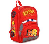 Disney Cars Lightning McQueen Sac à dos pour enfants, sac à dos d'école, sac à dos léger avec poche avant, sac à dos de voyage pour garçons - Rouge