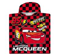Disney Cars Poncho de bain à capuche pour garçon Motif Lightning McQueen Rouge Taille unique