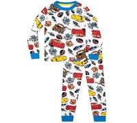 Disney Cars Pyjama Garcon | Lightning McQueen PJ | Pyjama Hiver Enfant Flash McQueen | Blanc 3-4 Ans