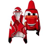 Disney Cars Serviette De Bain, Poncho De Bain Enfant Lightning McQueen, Peignoir Poncho avec Capuche, Rouge One Size