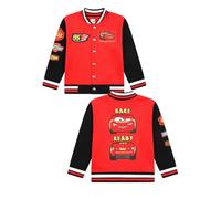 Disney Cars Varsity Bomber Lightning McQueen Veste de baseball pour enfants, Rouge, 5-6 ans