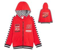 Disney Cars Veste à capuche avec capuche et fermeture éclair complète pour garçon Lightning McQueen, rouge/noir, 3-4 ans