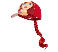Disney Casquette Enfant Fille Princesse Casquette Elsa Casquette Ariel la Petite Sirène Casquette de Baseball Fille avec Tresse Cheveux Accessoire Mode Taille Unique (Rouge Ariel)