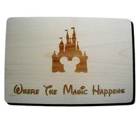 Disney Castle Mickey Mouse Planche à découper en bois dur de qualité supérieure 30 x 20 x 1,5 cm