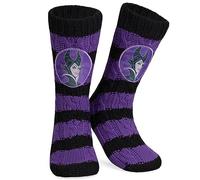 Disney Chaussettes Antidérapantes Femme Chaussettes Chaussons Femme Fourrées Fantaisie Idée Cadeau Femme Fille Ado (Noir/Violet Malefique)