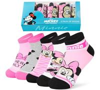 Disney Chaussettes Basse Fille, Ultra Doux Respirant Socquettes, Paquet de 5, Idee Cadeau (Rose Minnie, 35-39 EU)