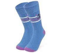 Disney Chaussettes Anti-Dérapantes Femme Chaussettes Chaussons Femme Fantaisie Stitch Minnie Bourriquet Taille Unique (Blue Stitch)